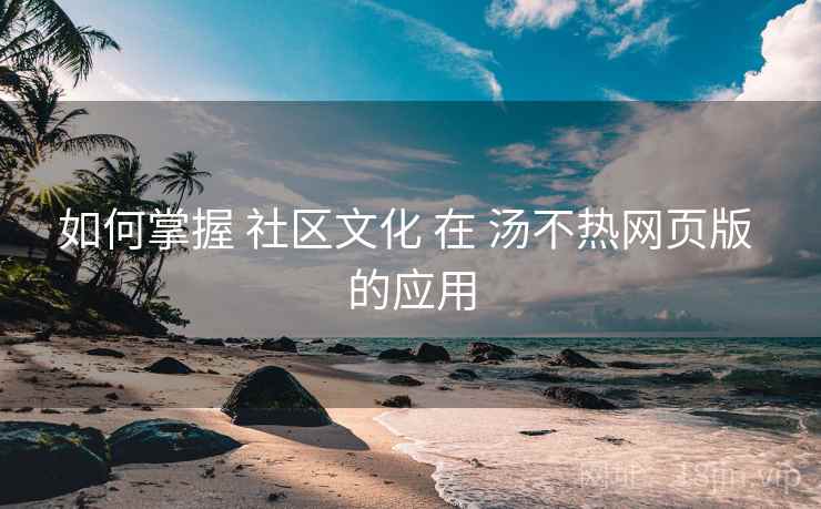 如何掌握 社区文化 在 汤不热网页版 的应用  第1张