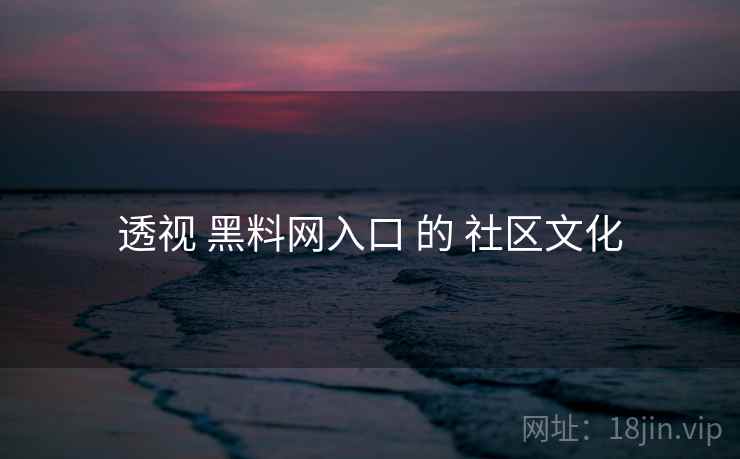 透视 黑料网入口 的 社区文化  第1张
